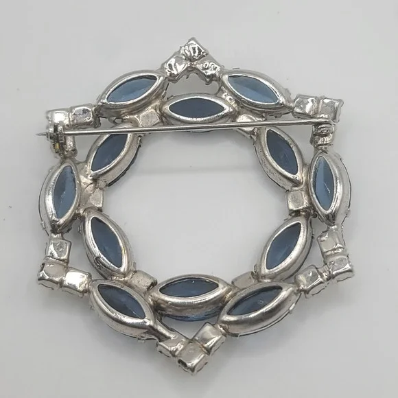 Vintage‎ Rhinestone Brooch Blue AB Open Back